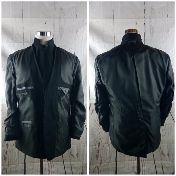 Bill Blass Studio 42R Super 100s 2 Button Charcoal Gray Striped 2pc Suit 37x31 - Picture 11 of 16